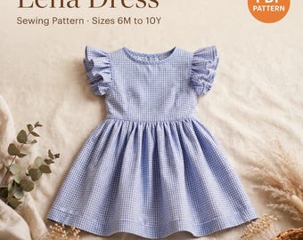 Girls Sewing Pattern, Ruffle Dress Sewing Pattern, Kids Dress Pattern, Children’s Dress Pattern, Gingham Dress PDF, Beginner Sewing Pattern