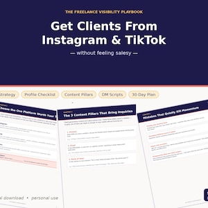 Handbok för frilanssynlighet | Få kunder Instagram, TikTok PDF-nedladdning