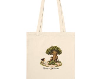 Nature Is My Therapy  Tree Premium Cotton Tote Bag