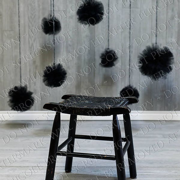 Black stool studio black pom gray wood Digital Background - Digital Photography Backdrop - Composite Background - digital download