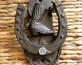 Cast Iron Horse Shoe Doorknocker, Jewish Gifts, Unique Rustic Home Decor, Star Of David, Judaica, New Home , Front Door Housewarming Gift