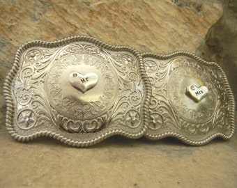 Mr And Mrs Belt Buckles, His and Hers Gifts, Anniversary, Rustic Wedding Gift, Country Western Wedding Gift, Bridal Shower Gift, Fiance Gift