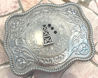 Hebilla de cinturón de plataforma petrolífera, hebilla de cinturón plateada estilo western de torre de perforación petrolera, hebilla de regalo para hombre y mujer, para novia de campo petrolífero.