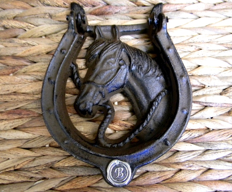 Horseshoe Personalized Door Knocker Doorknocker Horse Head Etsy