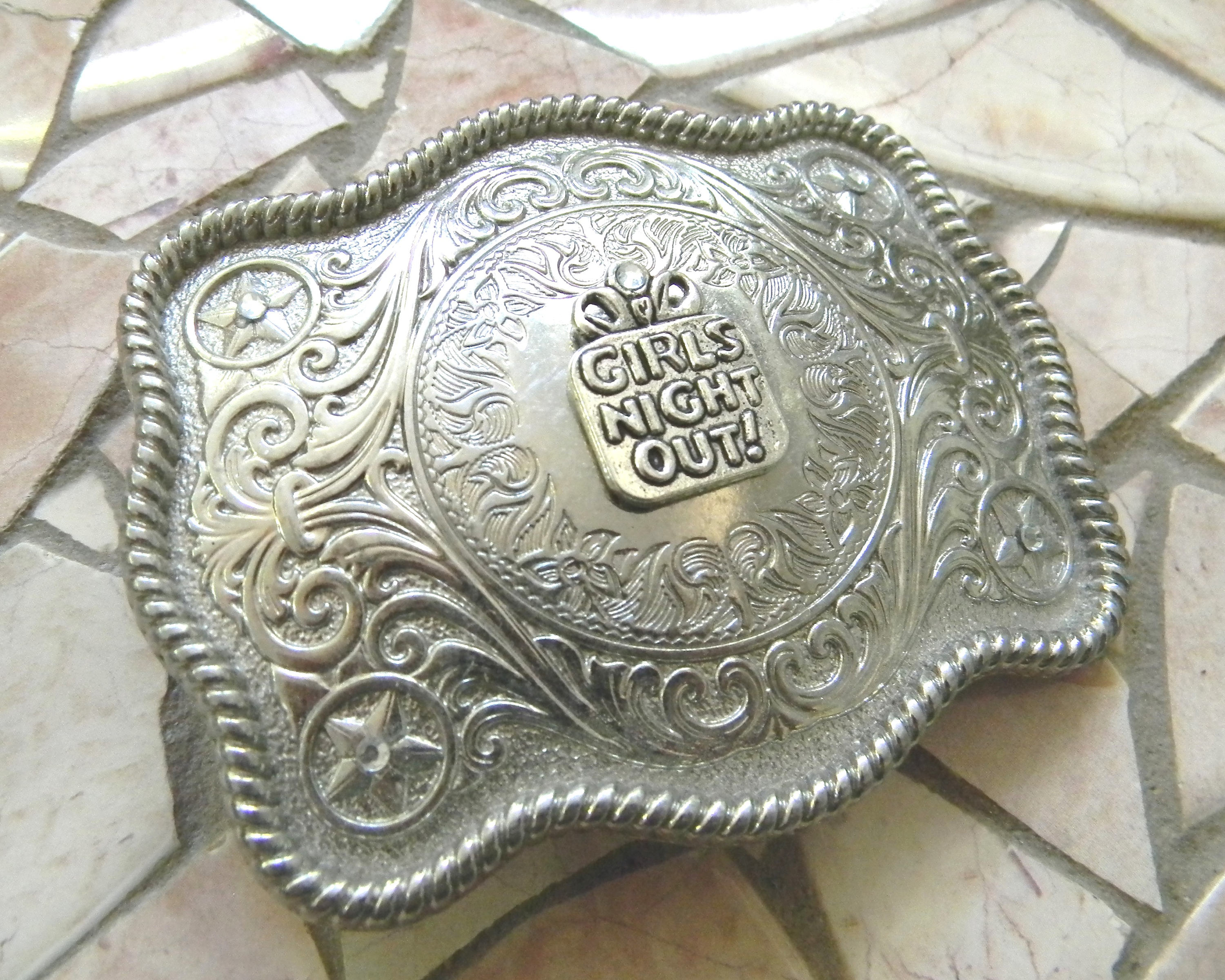 Engraved Oval Rope Border Antique Copper Finish Western Belt Buckle