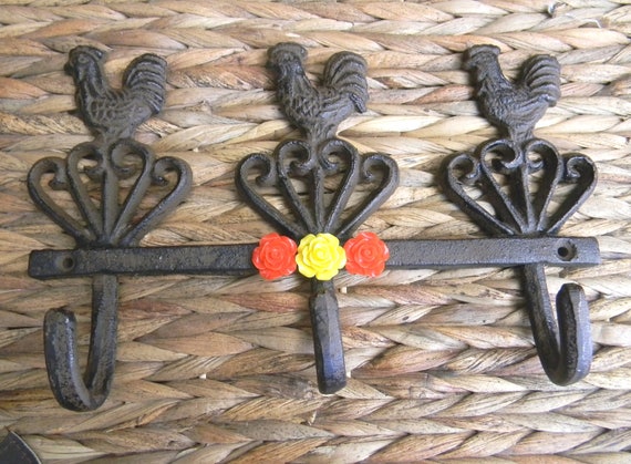 Rooster Kitchen Hook Cast Iron Wall Decor French Country Etsy