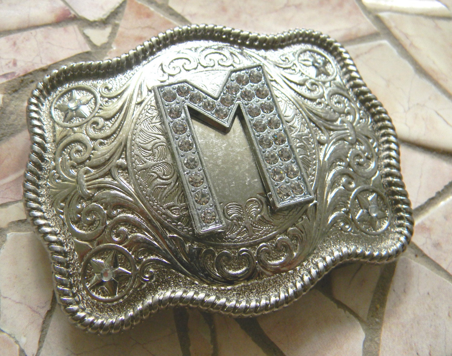 silver monogram metal mini treasure