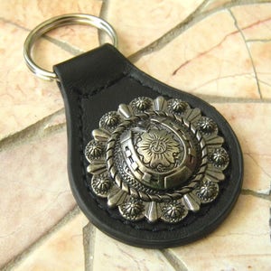 Lucky Charm Key Chain, Black Leather Key Fob, Key Ring, Keychain, Horseshoe Good Luck Charm, Custom Gift For Men, For Women, Western Keyring