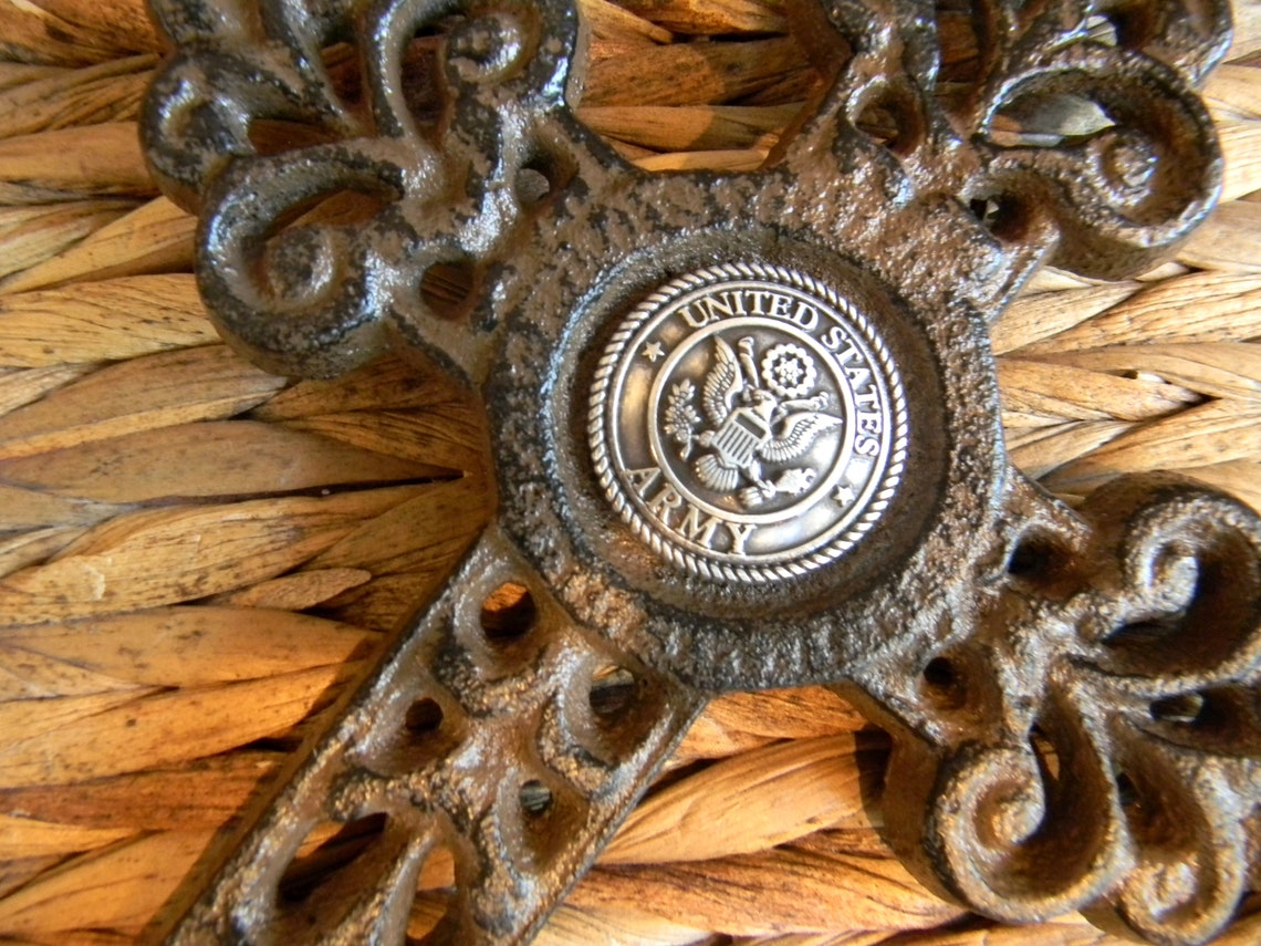 US Army Cross Christian Metal Cross Cast Iron Wall Art Etsy