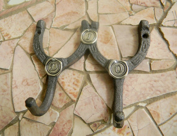 Cast Iron Double Wall Hook, Horseshoe Lucky Charm, Rustic Home