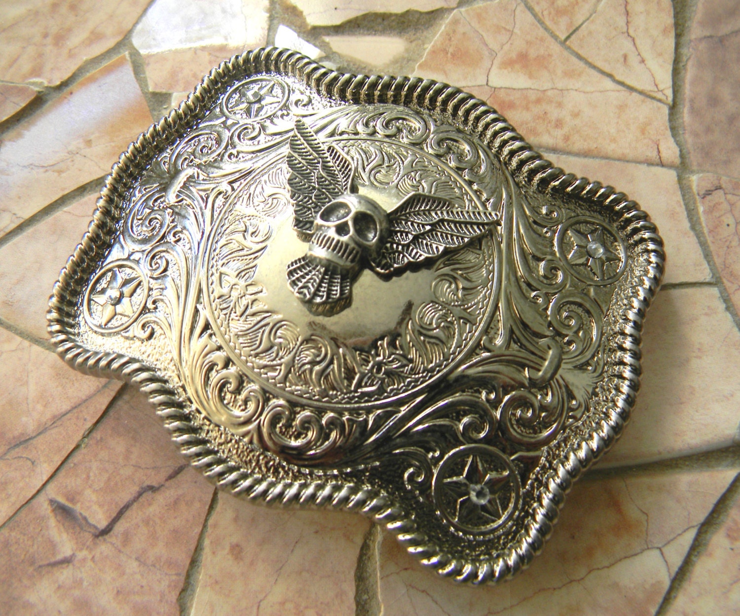 Silver Skull Belt Buckle Mens Womens Western Belt Buckle Etsy