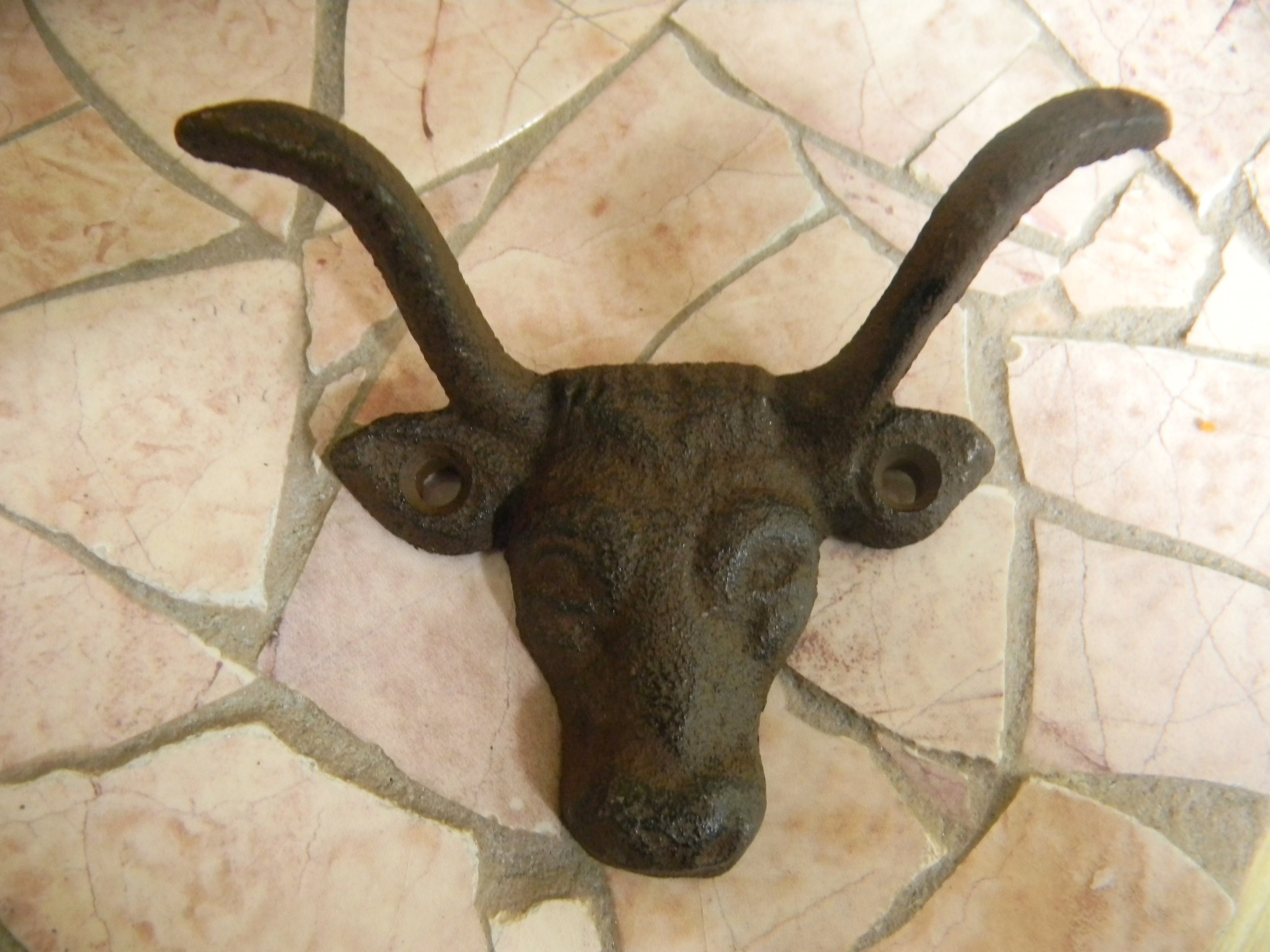 Bull Cows Head Tail Antique Cast Iron Figural Handle Can Box Opener Cutter  Tool