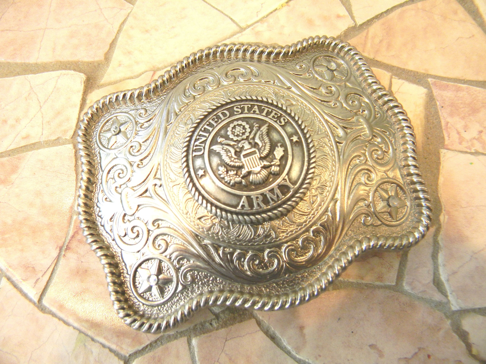 Army Silver Concho Belt Buckle Western Military Buckle US - Etsy