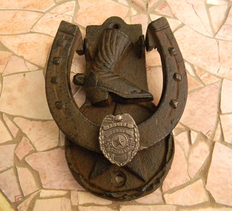 Police Officer Door Knocker Cast Iron Law Enforcement Home Image 0