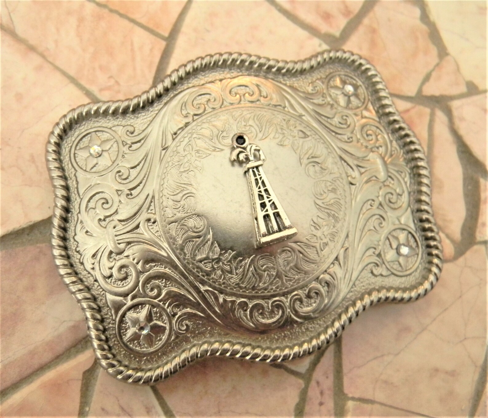 Oil Rig Belt Buckle Pipeline Welder Silver Pumping Derrick Etsy
