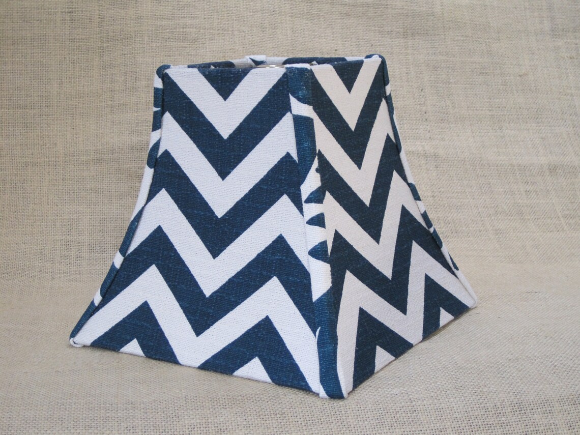 Lamp Shade Chevron Zig Zag Square Bell Lampshade in Titan Blue Etsy