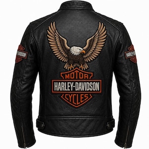 Harley Davidson Leather Jacket Eagle - Etsy
