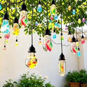10 Pack Colorful LED Outdoor String Lights, Hand Blown Style Hanging Bulbs, Boho Patio Garden Wedding Party Bulk Decor