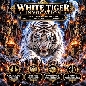 Aji Macan Putih: Vit tigerskydd och karisma-besvärjelse | Javanesisk mystik-grimoiresida | Aura-sköldens självförtroendemantra | Digital