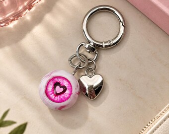 Halloween Gothic Demon heart Eye Resin Keychain