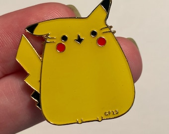 Pikachu Pokémon x Chubby Cat Mashup Enamel Pin - Adorable Crossover Collectible - Chubby Cat Meets Pokémon Enamel Festival Pin