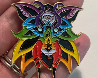 Rainbow Wolf Pin - Festival Hat Pin - Hard Enamel Pin - Chakra Wolf Pin