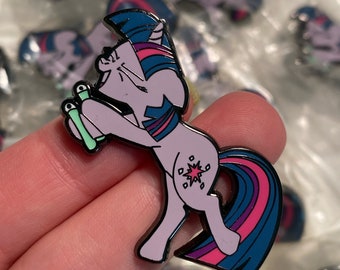 10 Pack Blacklight Sparkle Pin - Twilight Sparkle Pin - My Little Pony Pin - Lapel Pin - My Little Pony Hat Pin - Glow Stick Hat Pin