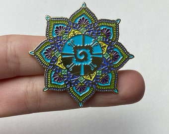 Sacred Geometry Trippy Mandala Enamel Pin - Music Festival Pin