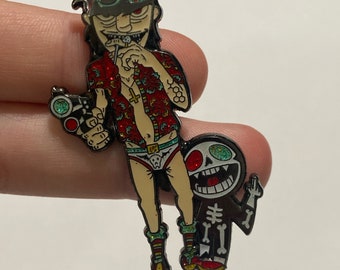 Psychedelic Chaos of Fear and Loathing Gonzo Enamel Pin - Trippy Fear and Loathing Festival Pin - Glittery Fandom Pin