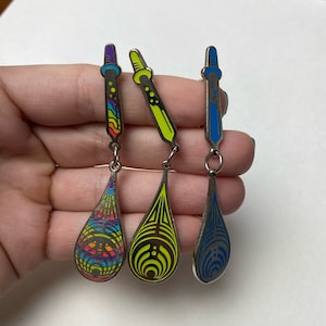 Bassnectar Bass Dropper 4 post hinged Enamel Festival Pin - Psychedelic Bass Drop Hat Pin - Heady Pin
