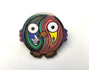 Paisley Hoot Pin - Owl Lapel Pin - Owl Pin - Owl Hat Pin - Paisley Owl Pin - Owl Enamel Pin - Hard Enamel Pin - Colorful Lapel Pin