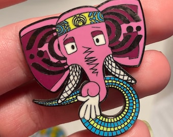 EG BassPhant - Glover Pin - Festival Hat Pin - Pink Elephant Pin