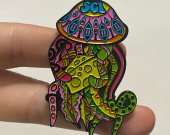 The String Cheese Incident Jellyfish Enamel Pin - Music Festival Pin - Trippy Jellyfish Hat Pin