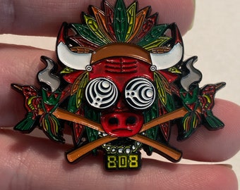 808 Bass Bull - Basketball Chicago Bulls - Spinning Enamel Festival Pin - Basshead