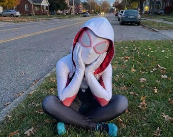 Disfraz de superhéroe infantil, traje blanco con telaraña y máscara para niñas y bebés, disfraz de Halloween.