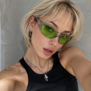 Y2k Green Sunglasses - Etsy