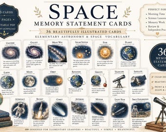 Space Memory Statement Cards- Astronomy Vocabulary cards - PDF Printable