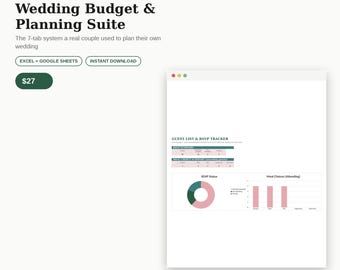 Wedding Planner Suite, Budget, Timeline, RSVP Tracker (Excel Google Sheets)