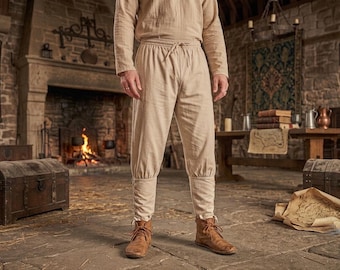 Pantaloni vichinghi da uomo, pantaloni medievali rinascimentali, pantaloni da pirata per fiere rinascimentali, pantaloni per costumi storici, abbigliamento per festival fantasy