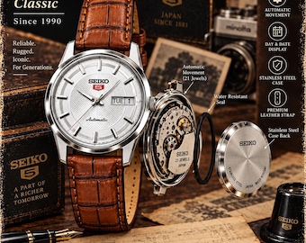 Reloj Seiko 5 Vintage Automático para Hombre, modelo 6309, de acero inoxidable, con movimiento mecánico japonés.
