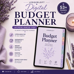 Pianificatore di budget digitale in PDF | Tracker finanziario GoodNotes con collegamenti ipertestuali per iPad | Organizzatore di budget e spese mensili