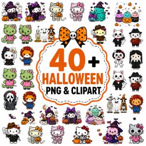 Skräckkattunge Halloween-dumpling PNG-paket | Spöklik clipart (digital nedladdning)