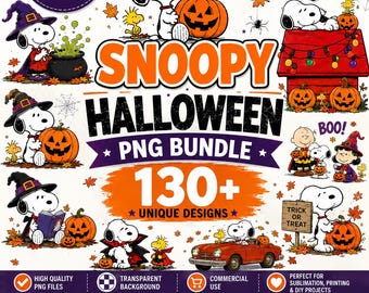 Snoopy Halloween PNG Bundle, Peanuts Trick or Treat Clipart (130+ Files)