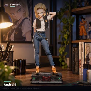 Modèle 3D numérique de la figurine Android 18, kit pour impression 3D et personnalisation