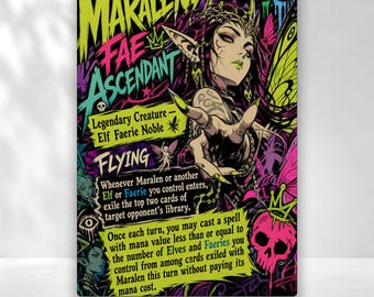 Maralen, Fae Ascendant Neon Art MTG Cartes Proxies Personnalisées