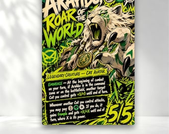 Arahbo, Rugissement du Monde - Cartes Proxies Personnalisées Art Néon MTG