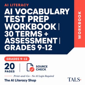 AI Vocabulary Test Prep Workbook | 30 Terms + Assessment | Grades 9-12 | Printable Digital Download