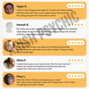Customer reviews for personalized career spells and job success rituals performed by Arish, with five-star buyer feedback.
