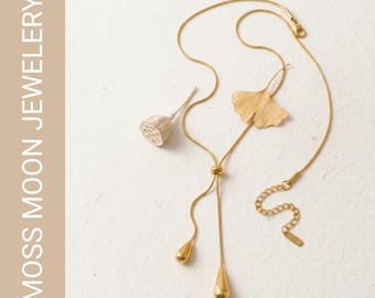 Collar Y dorado Collar Lariat minimalista Colgante lágrima