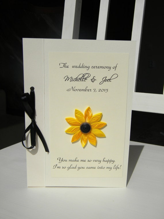 Sunflower Wedding Program Rustic Wedding Program Yellow Etsy